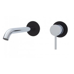 Kaya Wall Basin/Bath Mixer Set, Matte Black Round Plates, 200mm Outlet